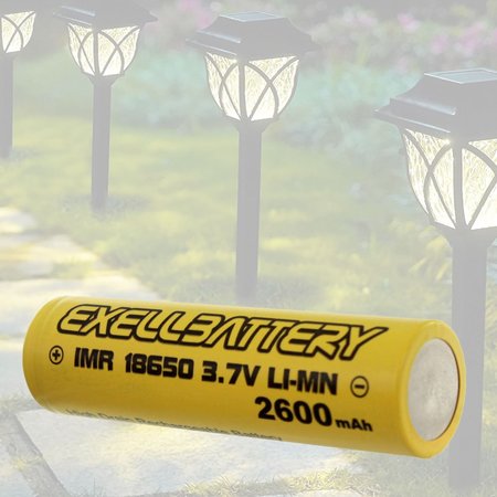 EXELL BATTERY 3.7V 18650 3.7V Li-Ion 2600mAh Rechargeable Solar Light FLAT TOP Battery EBLI-18650C26_SOLAR